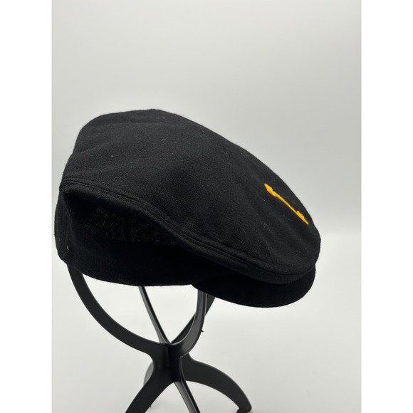 Vintage Stevens Wool Flat Cap Cabbie Hat Black Yellow "I" Iowa Size 7 USA Made - Picture 4 of 9